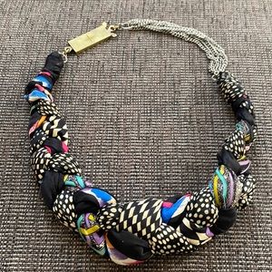 Handmade Silk Braided Necklace w/Vintage Clasp